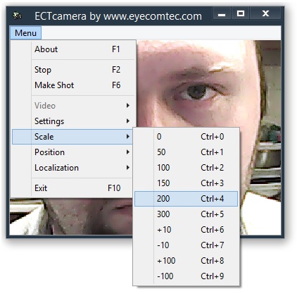 Changing image scale in ECTcamera