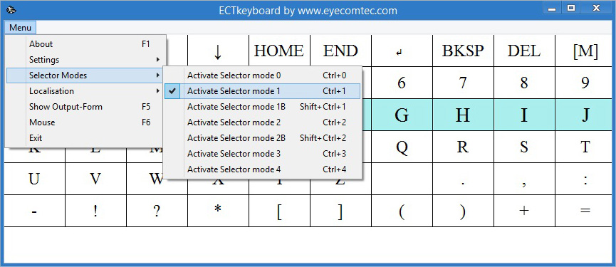 Selecting working mode for ECTkeyboard