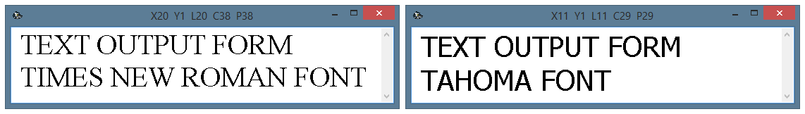 Примеры различных шрифтов в окне вывода ECTkeyboard