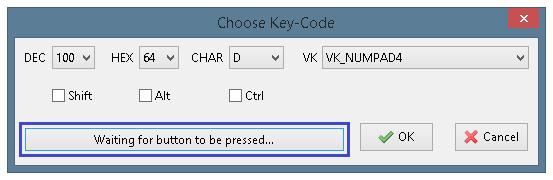Ожидание нажатия кнопки для определения ASCII-кода