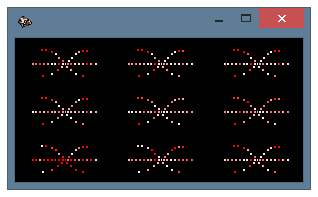 Окно SCO9 для различных структур распознавания: Первая строка – структуры для RGB-схемы, вторая – структуры для дельты RGB, третья – структуры для HSL-схемы