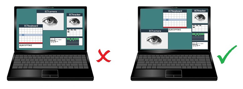 When ECTkeyboard est lancé sur un ordinateur portable the window has to be located in the upper part of the desktop